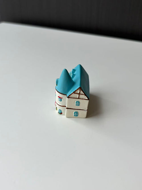 Ornawe Mini Ceramic French Cottage House Figurine – Tabletop Village Decor