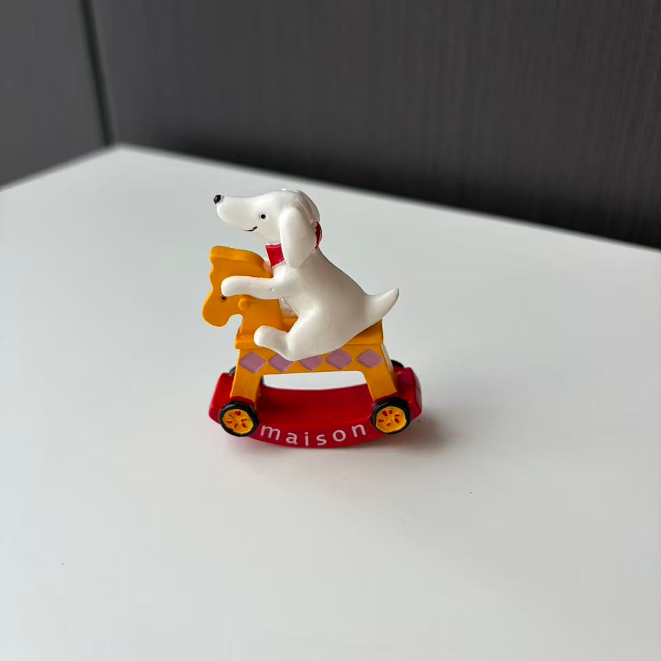 Ornawe Mini Resin Dog on Scooter Figurine – Tabletop Animal Decor