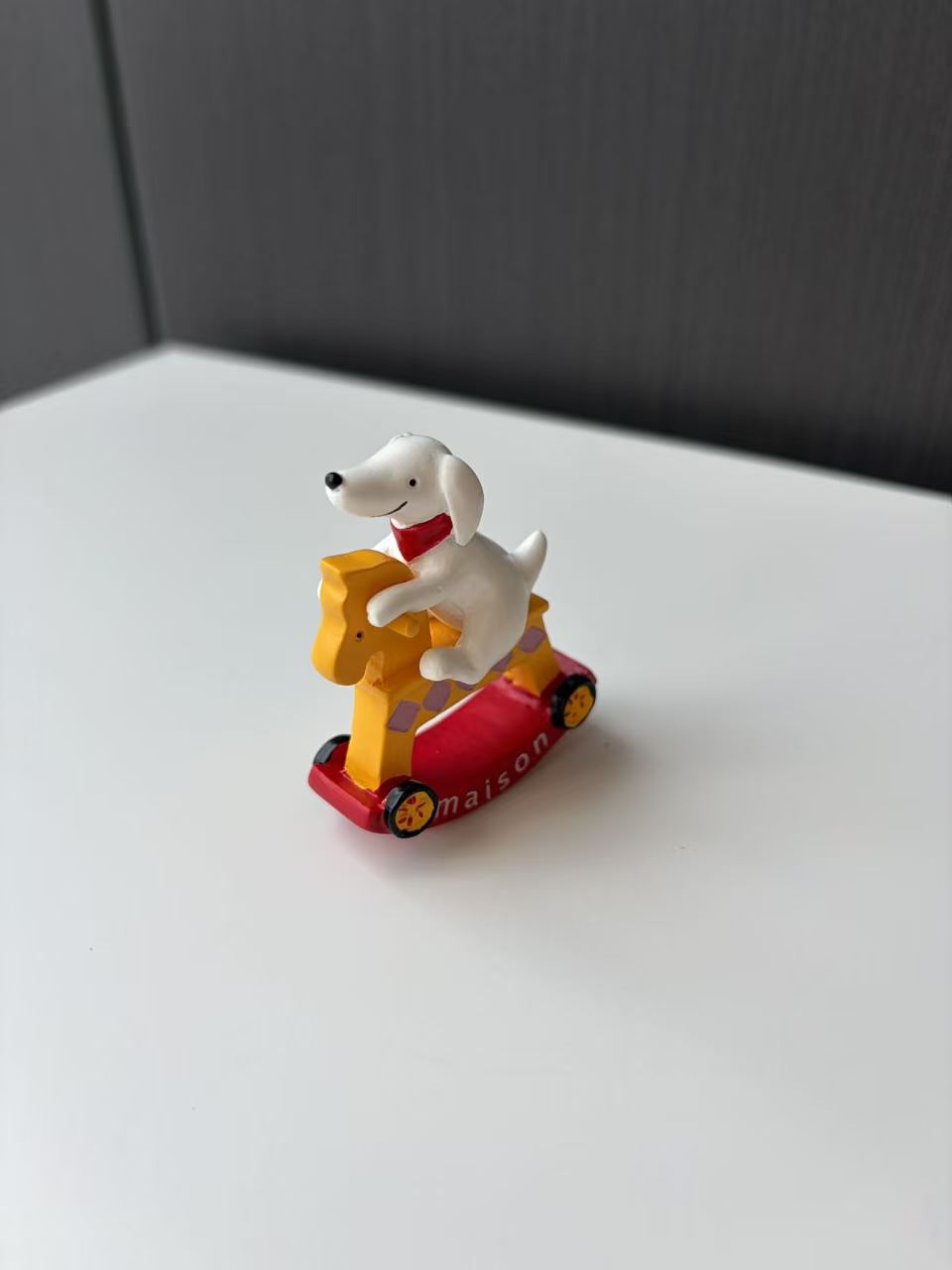 Ornawe Mini Resin Dog on Scooter Figurine – Tabletop Animal Decor